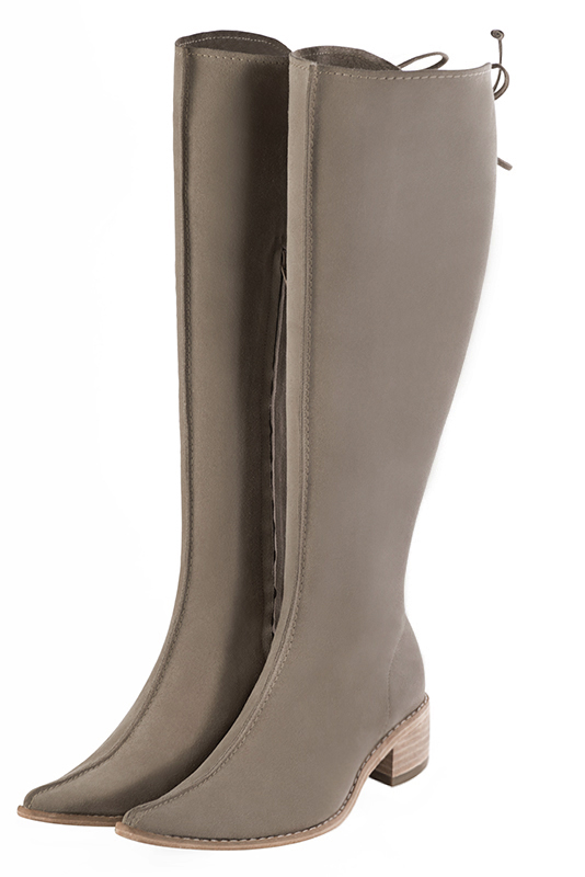 Tan beige women's elegant sneakers. Tapered toe. Low leather soles. Front view - Florence KOOIJMAN